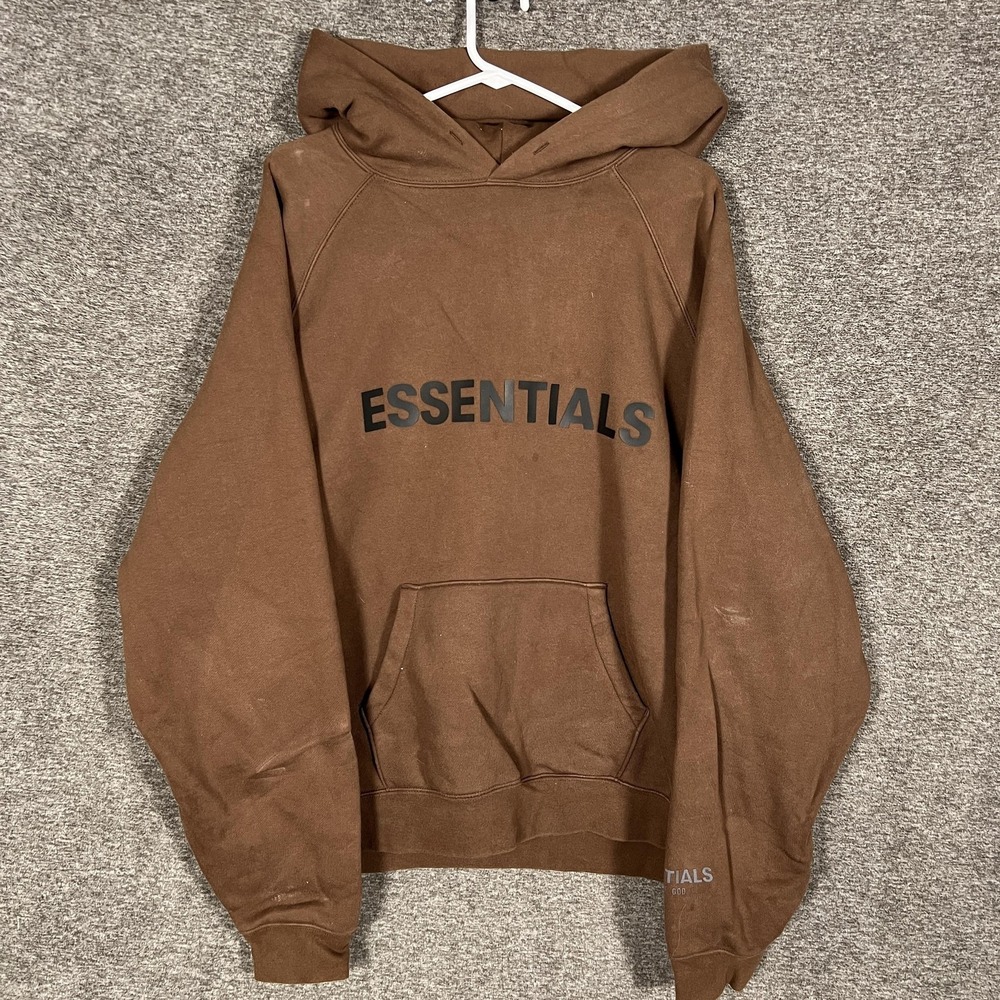 Fear Of God Essentials Hoodie Mens‎ Large Brown Fleece Kangaroo Pocket Pullover